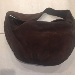 ESCADA brown used suede bag with zipper